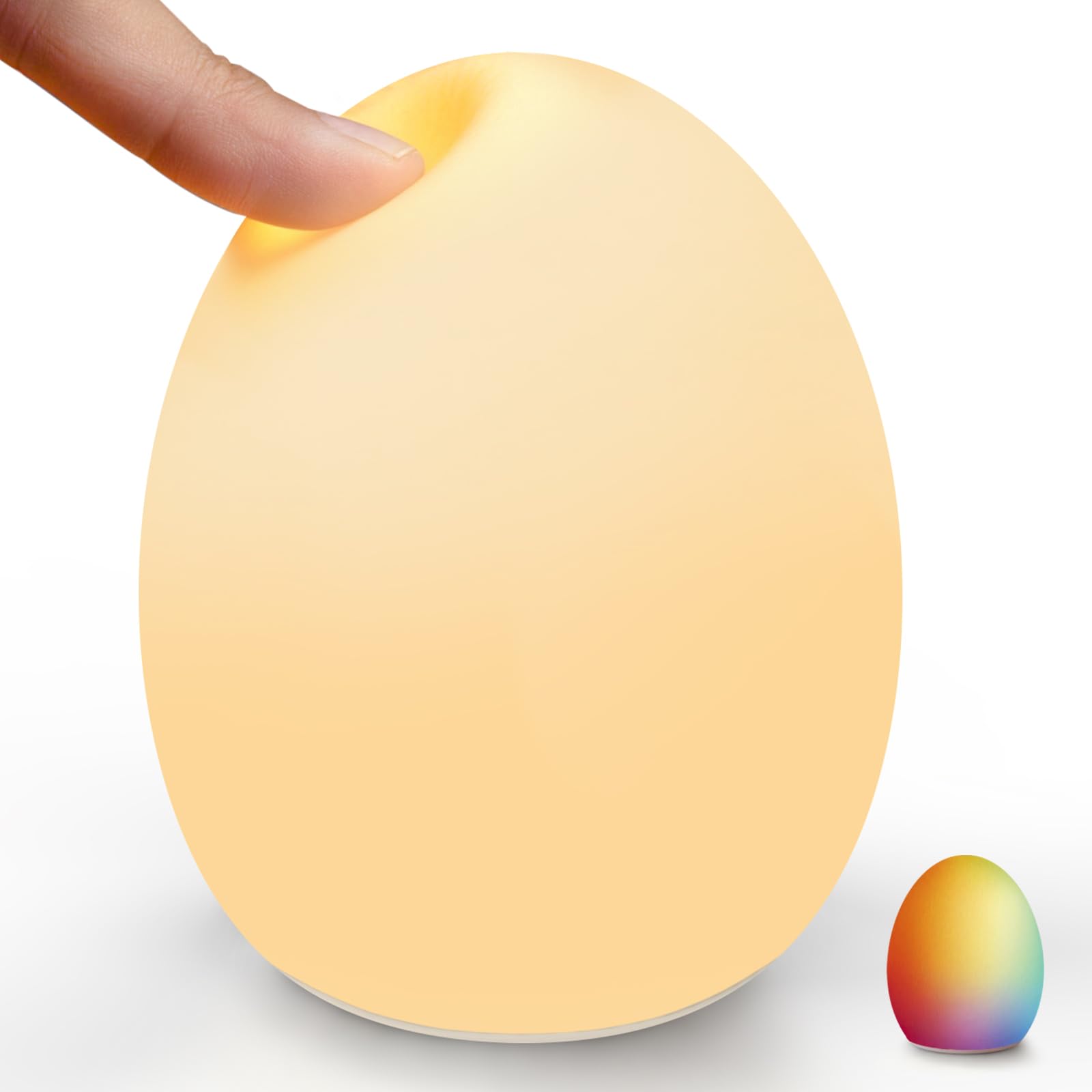 Harmobub Baby Night Light, Silicone Egg Light for Kids, Portable Touch Night Lamp with 11 Colors Changing, Nursery Night Light for Breastfeeding, BPA Free, Eye Caring, Soft