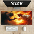 Playmats for Magic: The Gathering MTG Card Game Mat Plus 50 Pcs Card Sleeves, 24 x 14 inch TCG Mat with Stitched Edge for Commander Deck Duskmourn Board Game, Jesus Christ Fight The Devil