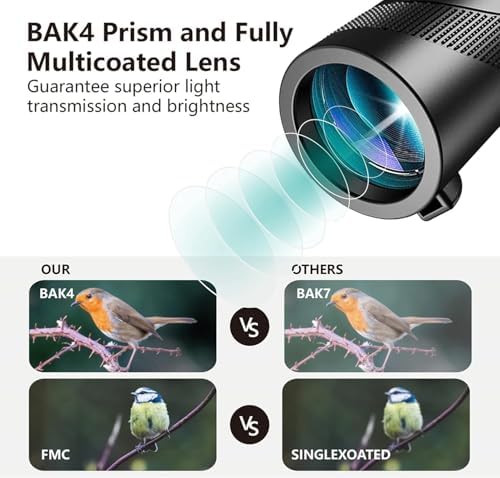 Monocular-Telescope 80x100 High Powered Monoculars High Definition for Adults High Powered with Smartphone Adapter Telescope Hunting Wildlife Bird Watching Travel Camping Hiking-Dark