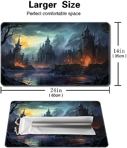 MTG Playmat Size 24x14in Free Storage Bags Non-Slip Backing Printing, Ideal for Card Game Enthusiasts TCG Playmat (No with Zone,Hidden Evil)