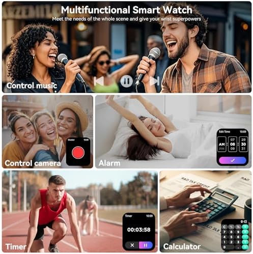 Smart Watch for Men Women, 1.83" HD Touchsreen, Bluetooth Calling, 5 ATM Water-Resistance, 130+ Sports Modes, Health, Fitness & Sleep Tracker, Timer, Fitness Watch for Android/iOS, Black