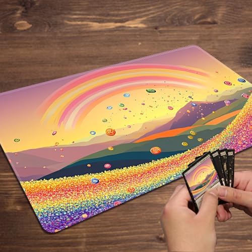 MTG Playmat Magic Card Playmat Game Mat,TCG & CCG Card Games Mat with Free Storage Bags Size 24 x 14 Inches (No with Zones,Sun2)