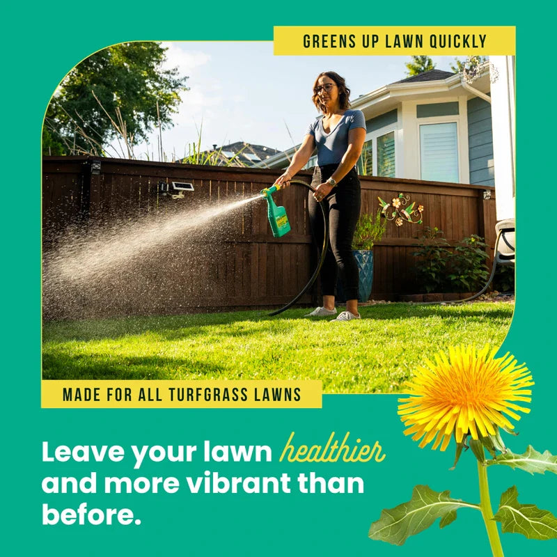 Sunday Weed & Green - Weed and Feed for Lawns - Pre-Emergent & Post-Emergent Weed Killer Spray - Includes Hose-End Sprayer - For Crabgrass, Broadleaf Weeds & Lawn Diseases - Covers 1,250 sq ft - 32 oz