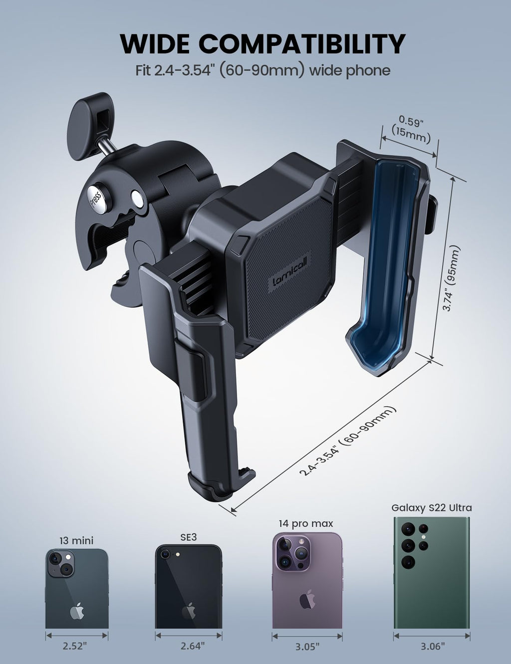 Lamicall Motorcycle Bike Phone Mount, 1s Lock Bike Phone Holder
