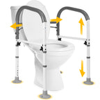 Vaunn Medical Deluxe Adjustable and Foldable Toilet Safety Frame, Bathroom Handrail Assist Grab Bar Handle (Gray, Adjustable Width and Height)