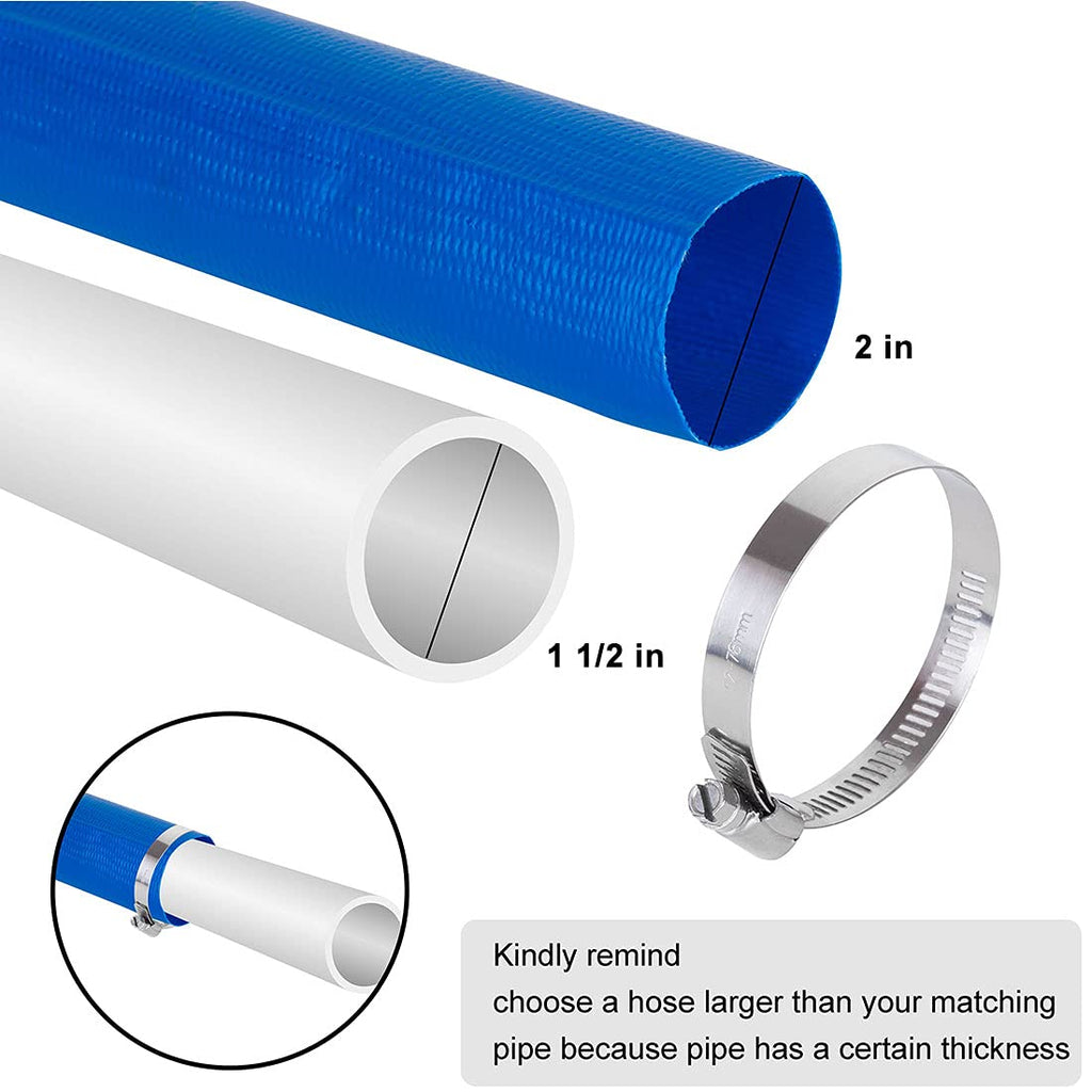 2 IN x 50 FT Pool Backwash Hose, Heavy Duty Flat Discharge Hose, Weather and Burst Resistant, Best Pool Hoses for Inground Pools, Pool Filter Hose & Pool Drain Hose