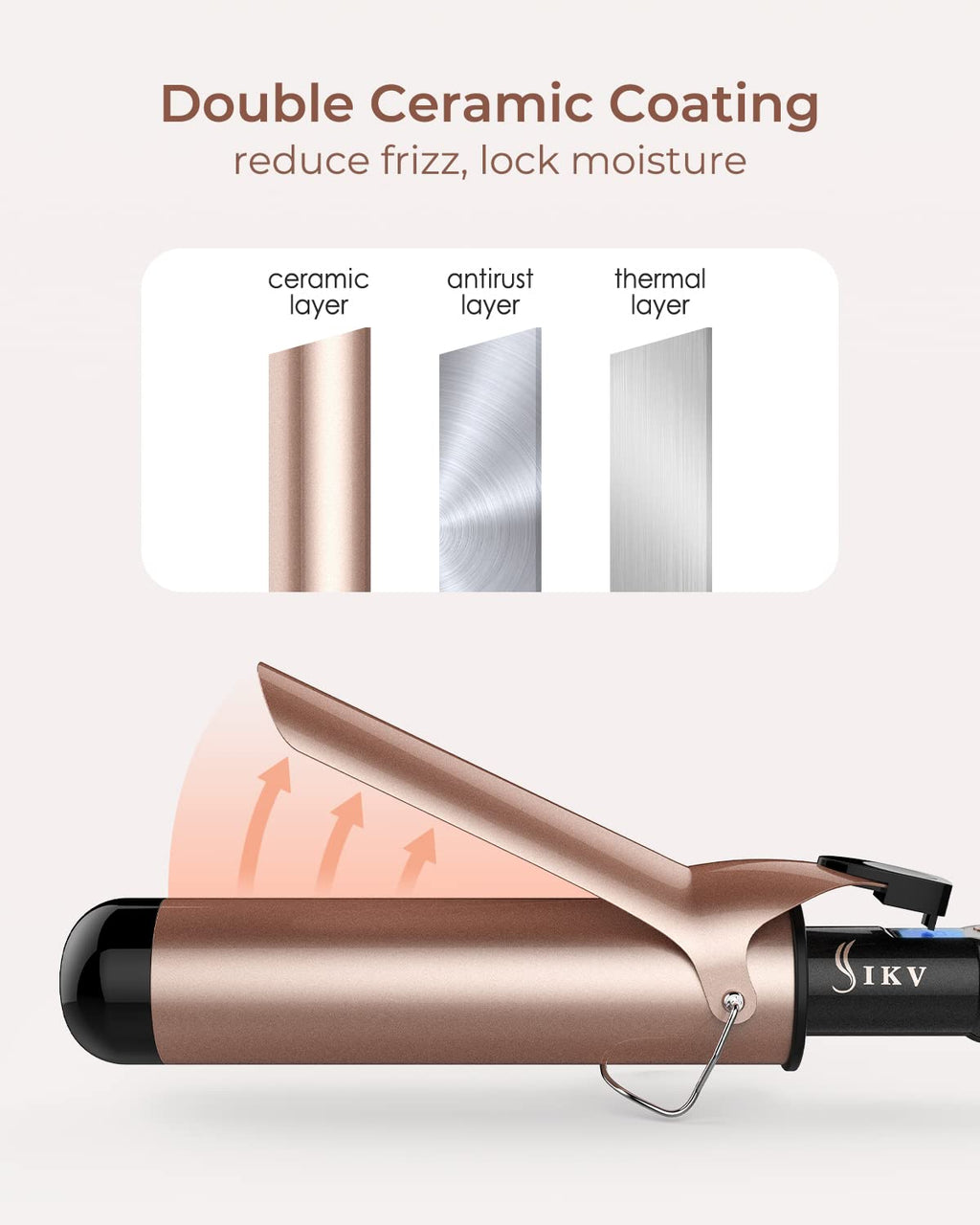 2 Inch Curling Iron Extra Long Barrel for Long Hair, Large Barrel Curling Wand Ceramic Tourmaline with LCD Display,10 Temps, Dual Voltage
