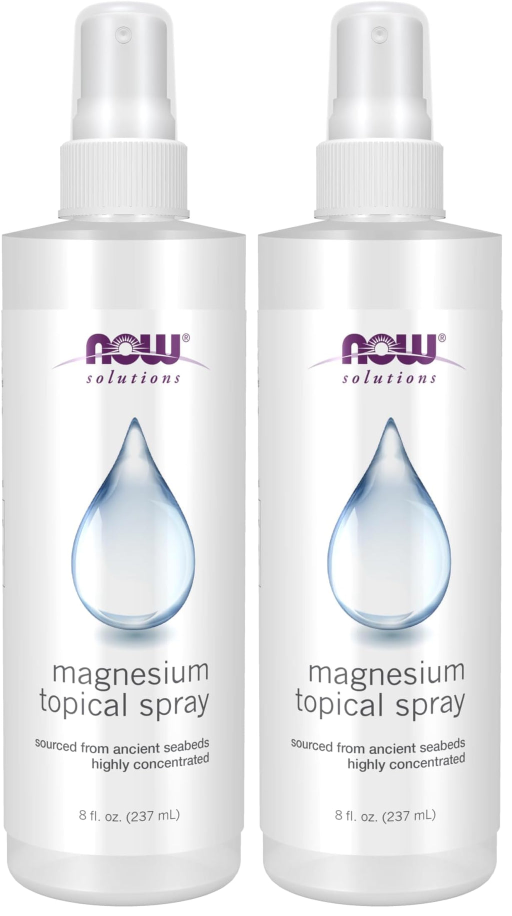 NOW Foods Solutions, Magnesium Topical Spray, from The Ancient Zechstein Seabed, Highly Concentrated, 8 Fl Oz (Pack of 2)