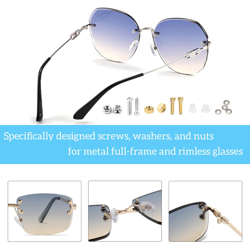 ESSSO Eye Glass Repairing Kit,Upgraded Eyeglass Repair Kit with Screws(Gold and Silver)，5-in-1 Eyeglass Screwdriver,Eyeglass Nose Pads,Eyeglass Ear Grips,Tweezer for Sunglasses,Eyeglass,Watch Repair