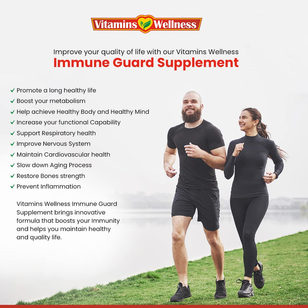 Vitamins Wellness -10 in 1- Made in USA Immune Support Supplement–Elderberry Immune Guard and Booster with Zinc and Vitamin C, Vitamin B6, Turmeric, Garlic, Echinacea 60 Count/1 Month Supply