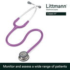 3M Littmann Classic III Monitoring Stethoscope, 5832, More Than 2X as Loud, Weighs Less, Stainless Steel Chestpiece, 27" Lavender Tube