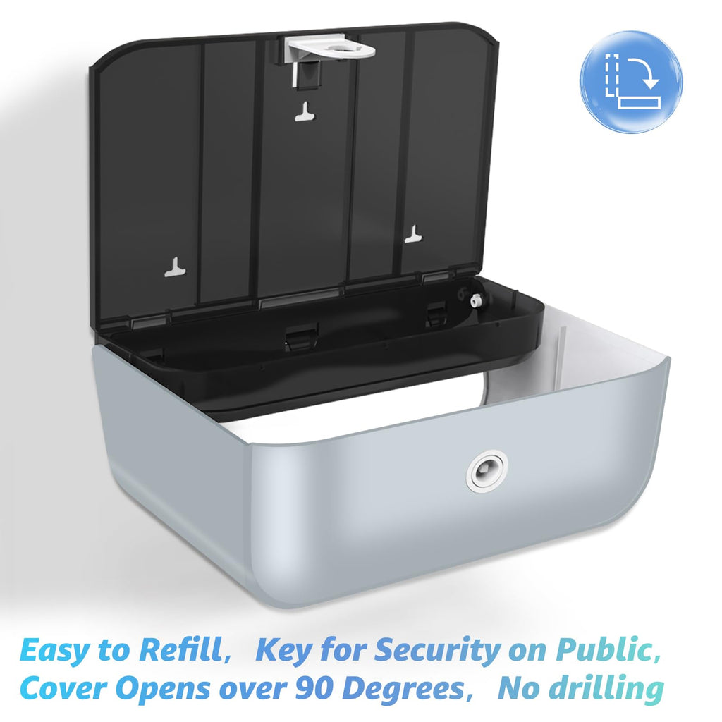 DUTYWORKS Paper Towel Dispenser Wall Mount, Multifold Paper Towel Holder Adhesive Hand Towel Dispenser for Bathroom Kitchen Commercial, Silver