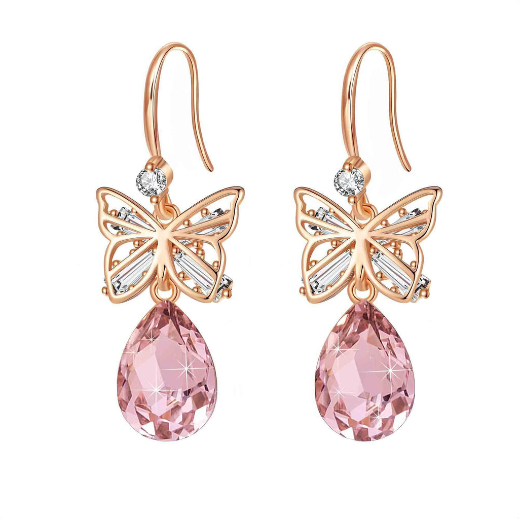 EVEVIC Austrian Crystal Butterfly Teardrop Drop Earrings for Women