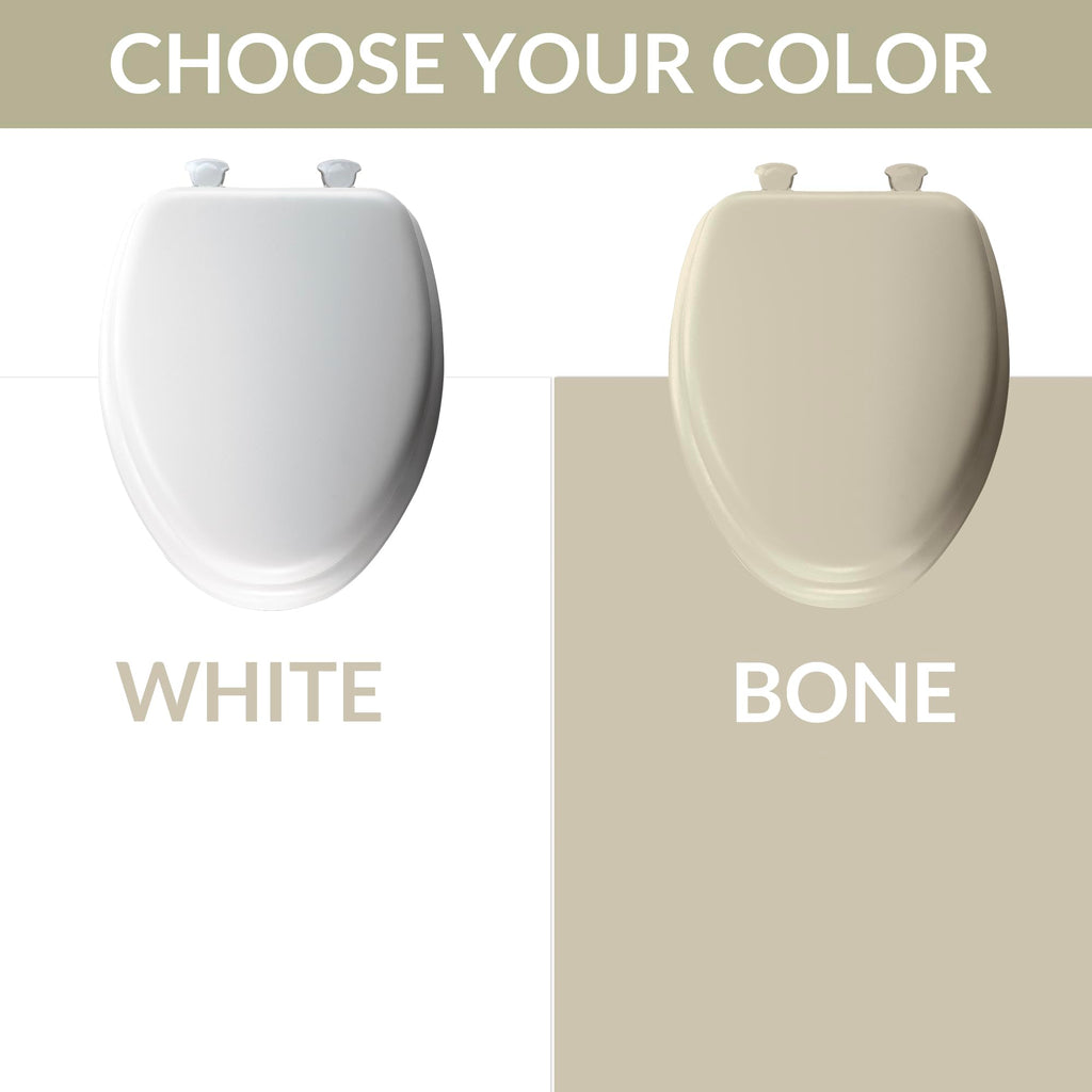 Mayfair Padded Toilet Seat, Cushioned Soft Vinyl over Wood Core Seat, Secure Hinges, Easy Clean, Made in USA, Elongated, White