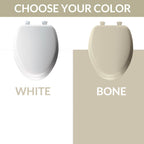 Mayfair Padded Toilet Seat, Cushioned Soft Vinyl over Wood Core Seat, Secure Hinges, Easy Clean, Made in USA, Elongated, White