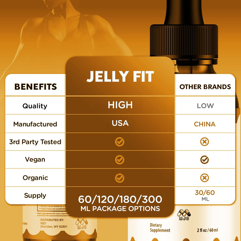 Jelly Fit Drops, Official JellyFit Drops with All Natural Ingredients, Advanced Jelly Fit Health and Wellness Support Supplement, JellyFit Maximum Strength Active Lifestyle Multivitamin (30 Servings)