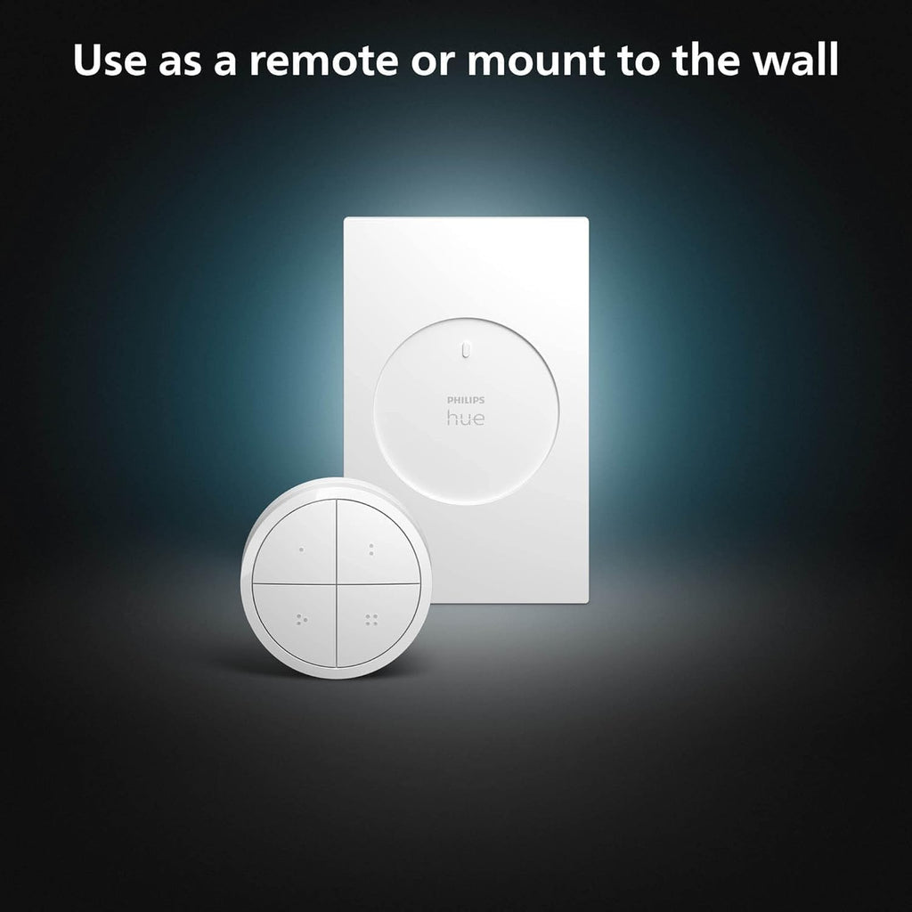 Philips Hue Wall Tap Dial Light Switch, Portable, White - 1 Pack - Requires Lights and Bridge - Smart Home - Easy, No-Wire Installation