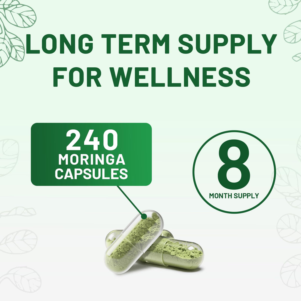 vivcmin 240 Moringa Capsules - Moringa Oleifera Leaf | Moringa Supplement for Energy & Immune Support - 8 Month Supply