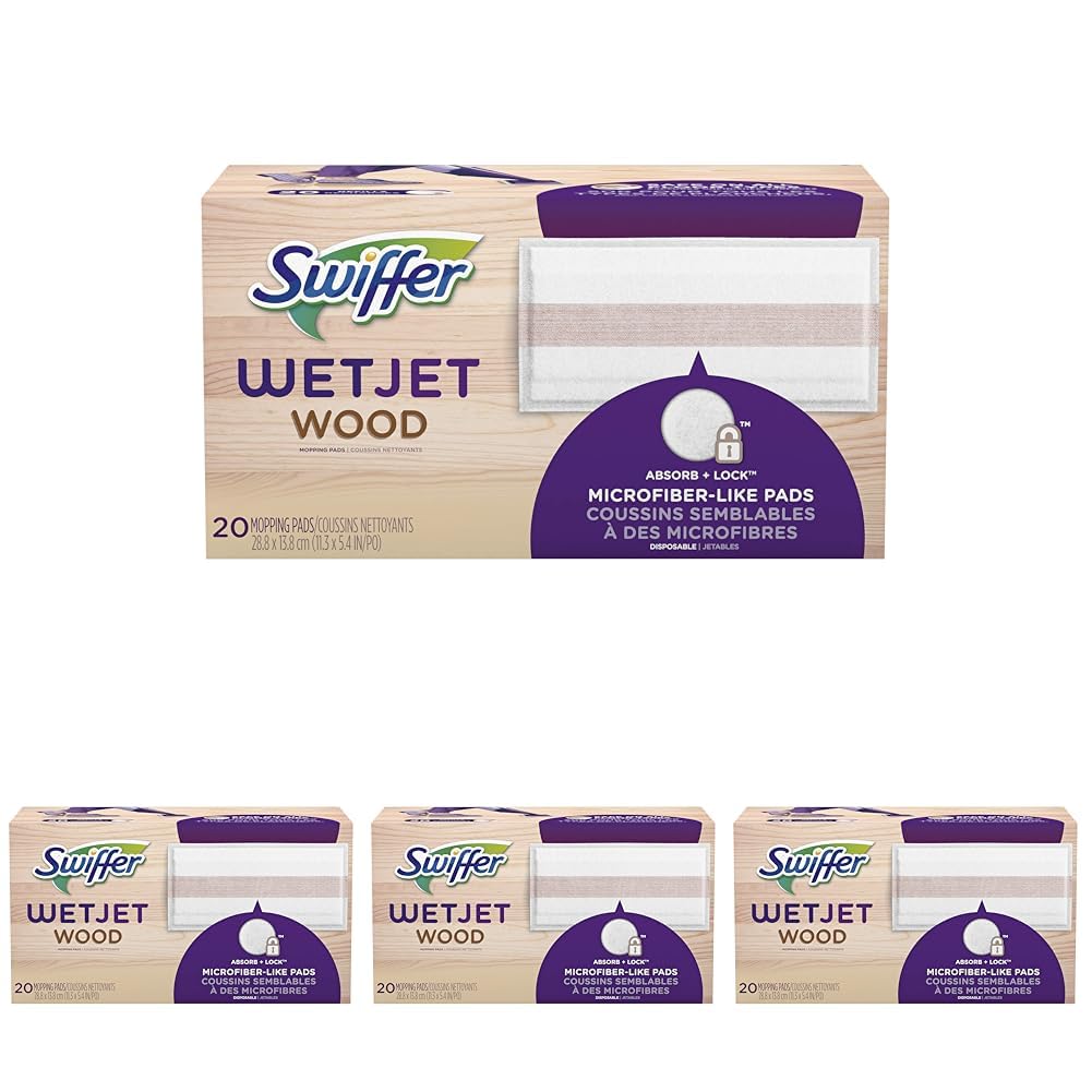 Swiffer WetJet Mops for Floor Cleaning, Hardwood Floor Cleaner Spray Mop Pad Refill, 20 Count (Pack of 4)