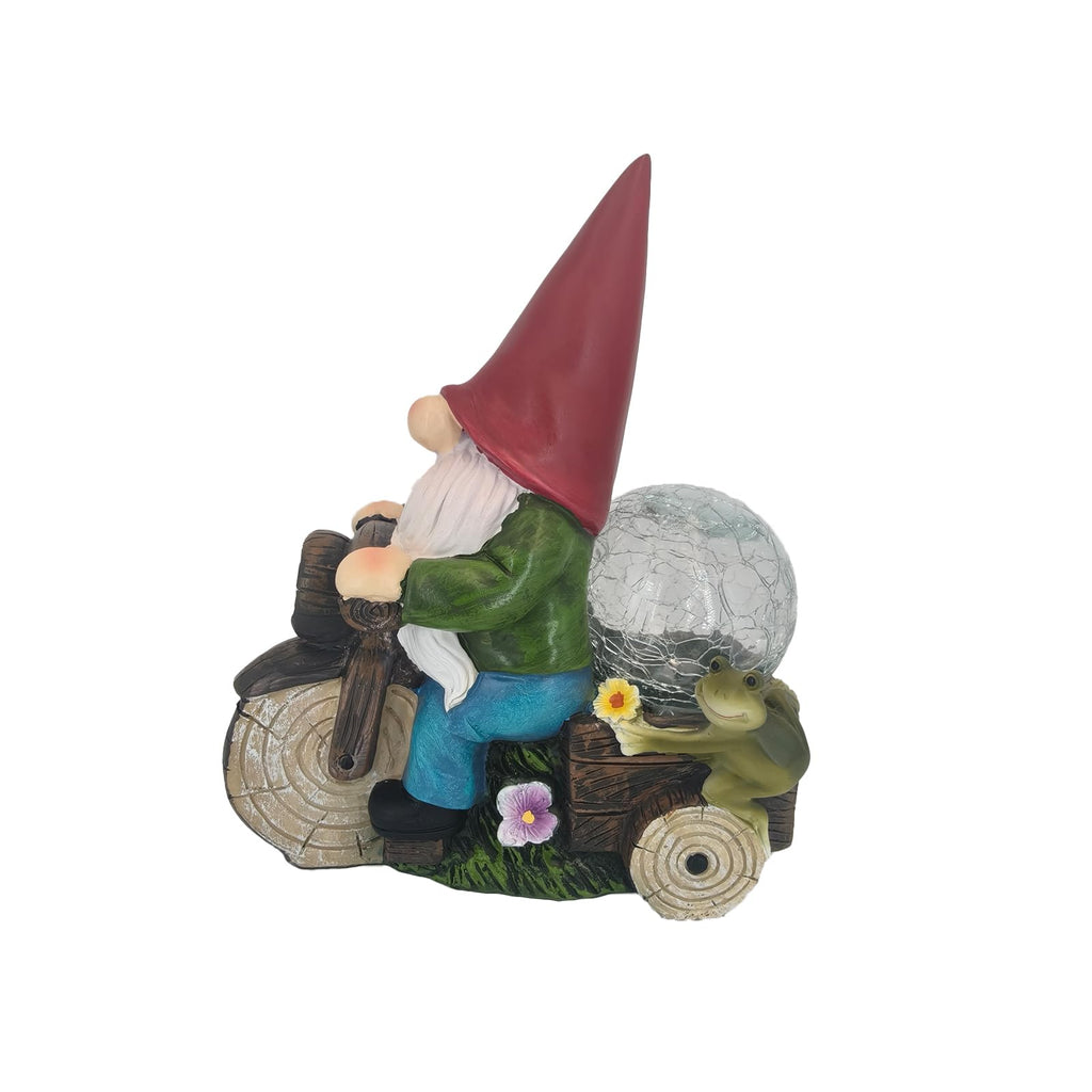 SAMPU CRAFT Garden Gnome on Motorcycle with Solar Powered Light,9.8IN