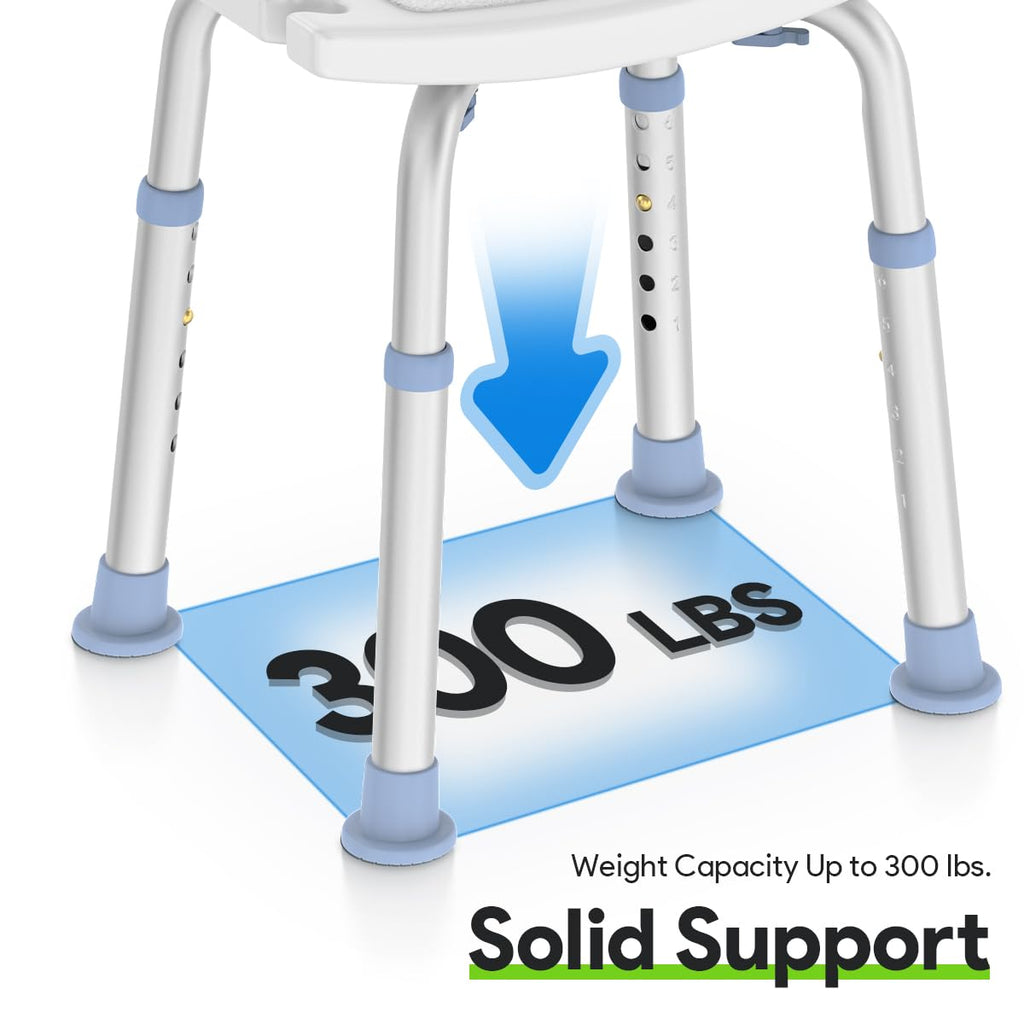 Delog Shower Chair for Inside Shower, Tool-Free Assembly Height Adjustable Shower Bench for Seniors, Elderly, Disabled, Handicap and Injured, Shower Stool 300lbs, FSA/HSA Eligible