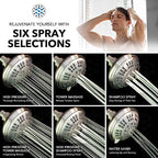 Luxury Spa Series , 6 Spray Setting, 4.5 Inch Adjustable High Pressure Shower Head Fixture for Hard Water, 360-Degree Tilt Massage Shower System - Brushed Nickel