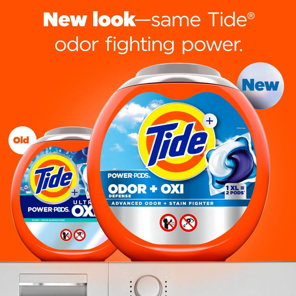 Tide Odor Defense + Oxi Laundry Detergent Pacs, Original Scent, 63 Count, Advanced Odor + Stain Fighter