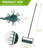 Rolling Lawn Aerator Tool with 39 Spike for Outdoor Lawn Yard Soil Garden