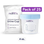 Sterile Urine Specimen Cups with Lids (25PK) - 4 oz. Sample Urine Cups for Specimen Collection - Individually Wrapped Urine Cups for Testing - Stool, Semen Analysis, and Pee Cup