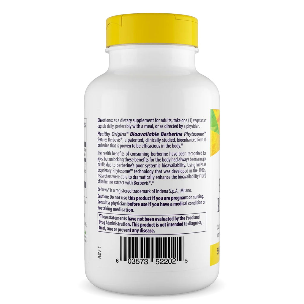 Healthy Origins Berberine Phytosome 550 mg, 120 Veggie Capsules - Bioavailable Berberis Aristata Extract - Supports Metabolic Health, Body Composition, Advanced Phytosome Technology - 4 Month Supply