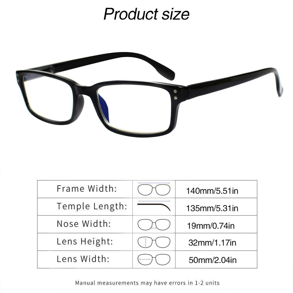 Kerecsen 6-Pack Reading Glasses Blue Light Blocking,Spring Hinge Readers for Men Women,Computer Eyeglasses (6 Black, 2.0, multiplier_x)