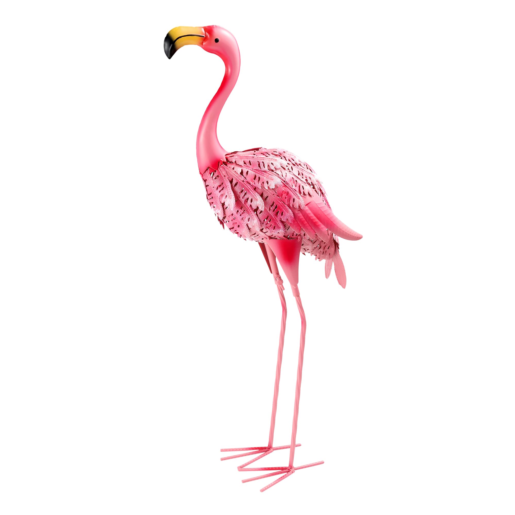 QNGCOLRCY Garden Statues Flamingo Sculptures Metal Yard Art, Pink Bird Art Outdoor Backyard Decor Patio Lawn Porch Ornament Flamingo Yard Decoration (Pink with White)
