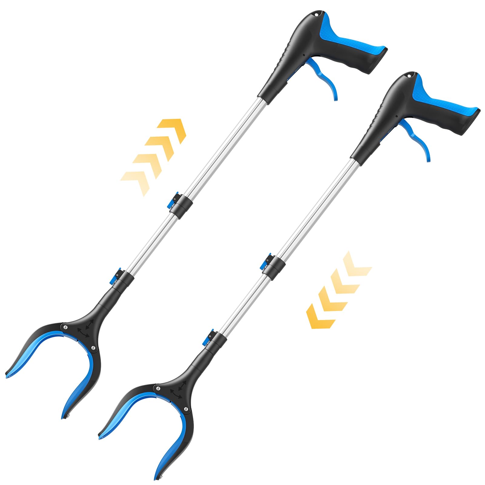FGRHY Telescopic Grabber Reacher Tool, 5-Level Adjustable (23'' to 41'') - Extendable Gripper and Reaching Tool - Heavy Duty Pick Up Stick Grabbers for Elderly, Surgery Recovery Must Haves (Blue-2pc)