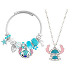 AmaaLeaf Cute Anime Cartoon Charm Bracelet, Adjustable Bangle and Necklace Jewelry Set Gifts for Women on Birthdays, Holidays (Set 1)