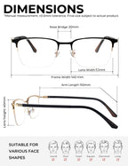 ZanyLen Blue Light Blocking Glasses Men Computer Gaming Glasses Rectangle Metal Semi-rimless Black/Golden Frame Anti Glare/UV400 Clear Lens