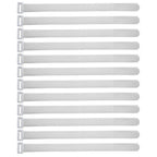 Reusable Cinch Straps 1" x 15" - 12 Pack, Multipurpose Quality Hook and Loop Securing Straps (White) - Plus 2 Free Bonus Reusable Cable Ties