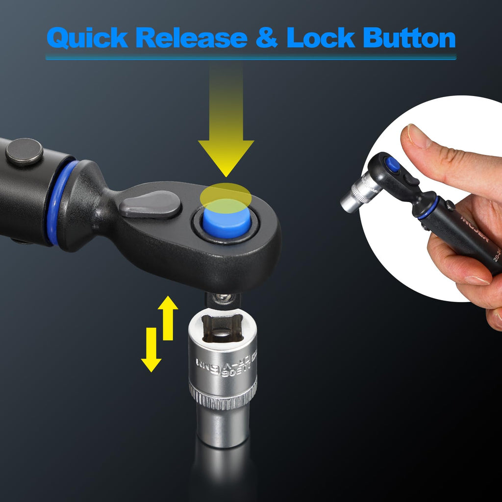 INGJER Torque Wrench, UPGRADE Mini 1/4" Drive Click Torque Wrench,20-240in.lb,Dual-Direction Adjustable 72 Tooth Click 1/4 InchTorque Wrench Bicycle for Bike, Motorcycle,Professionals & DIYers