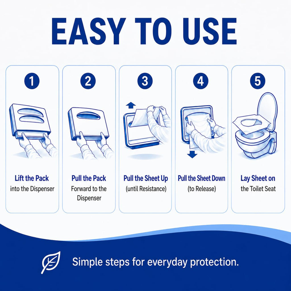 MP MOZZPAK Toilet Seat Covers Disposable Flushable – 2000 Sheets (8 Packs of 250) | Flushable Half-Fold Paper Liners | Hygienic Protection for Public Restrooms, Travel, Hotels, Kids Potty Training