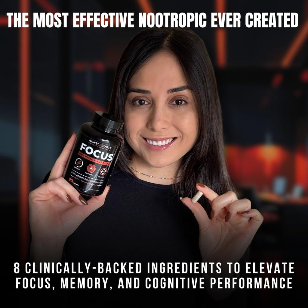 Advanced Focus Supplement Nootropic Brain Supplements for Memory and Focus | Lion's Mane, Caffeine, L-Theanine, and 5 Additional Natural Ingredients to Improve Cognitive Health & Energy (90 Capsules)