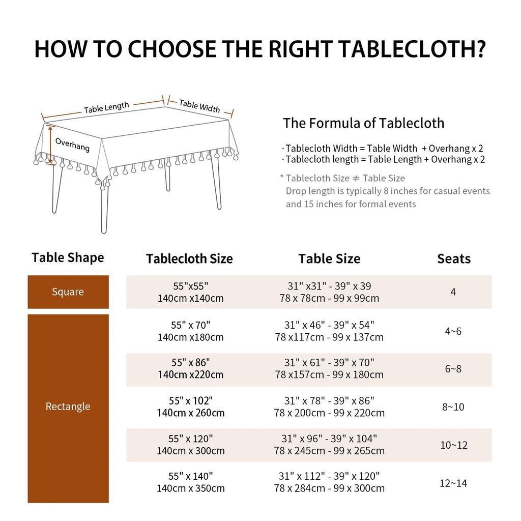 Deep Dream Tablecloths, 55 x 86 Inch Waterproof Table Cloth, Linens Wrinkle Free Anti-Fading, Rustic Table Cover Decoration for Kitchen Dinning Christmas (Rectangle/Oblong,6-8 Seats, Light Coffee)