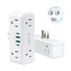 TROND 360° Rotating Wall Outlet Extender 2 Pack, 6AC Outlet Splitter with 2 PD20W USB C Charger and 2 USB A Ports, 900J Surge Protector, 3-Way Sideways Plug Adapter for Kitchen, Bathroom, Bedroom