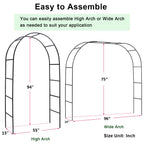 Skypatio Outdoor Flower Garden Arch Trellis 7.8Ft High x 4.6Ft Wide, Metal Garden Pergola Arbor for Climbing Plants, Black