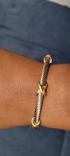 EGO VINA Multi Twisted Cable Wire Cross Bracelet For Women Men Classic Stainless Steel Fashion Stackable OPen Bangle Open Cuff Bangles Vintage Jewelry