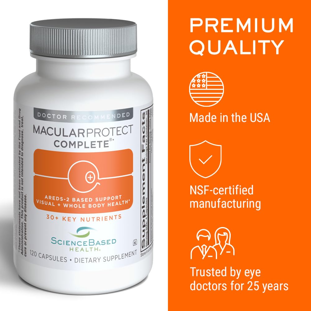 ScienceBased Health MacularProtect Complete – AREDS 2 Eye Health Supplement & Daily Multivitamin – 30+ Nutrients with Lutein & Zeaxanthin – Supports Vision & Whole Body Health – 120 Capsules