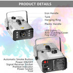 Fog Machine 1500W with 6 LED Lights and Wireless Remote Control, Professional Smoke Machine for DJ Halloween Party Wedding Christmas