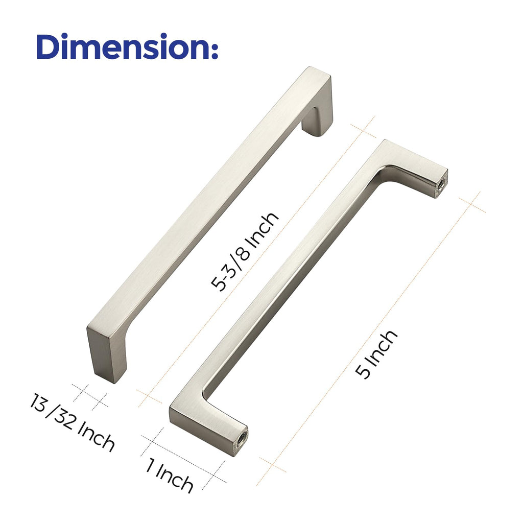 Ravinte 30 Pack Solid 5 Inch Square Cabinet Handles - Brushed Nickel Pulls for Kitchen Drawers and Cabinets - Hardware Handles