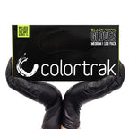 Colortrak Black Vinyl Gloves, Disposable Latex-Free & Powder-Free Hair Color Gloves for Chemical Processing & Salon Services, 1000 Count (10 Boxes), Large