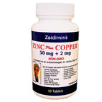 Dr. Z's Vitamins: Zinc Plus Copper-50 MG of Chelated Zinc and 2 MG of Copper- Supports: Energy, Immune System, Skin & Hair -60 Easy to Swallow Tablets