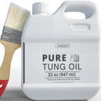 OAIEGSD 32oz 100% Pure Tung Oil for Wood Outdoor with Brush, Safe Food Grade Tung Oil for Wood Finish, Natural Waterproof Sealer Can Used on Cutting Boards, Outdoor Furniture, Butcher Blocks