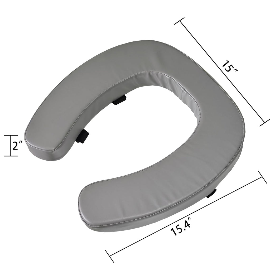 Soft Padded Toilet Seat Cushion with 2-Inch High-Density Foam & Waterproof PU Fabric, U-Shape Padded Toilet Cushion - Secure Hook & Loop Tape, Fits Standard/Elongated Toilets (Grey)